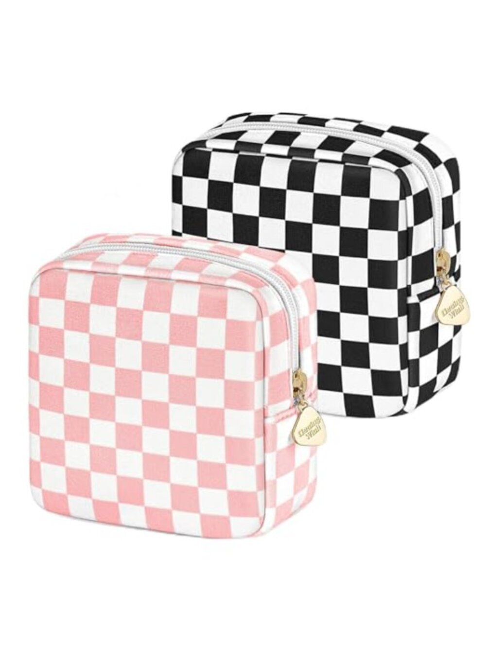 2 Pc Flocking Makeup Bag Set Travel Cosmetic Pouch Dual Compartment Organizer